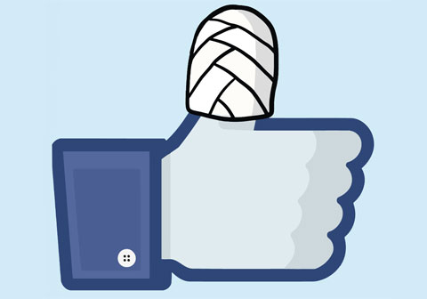 Facebook like thumbs up with broken thumb