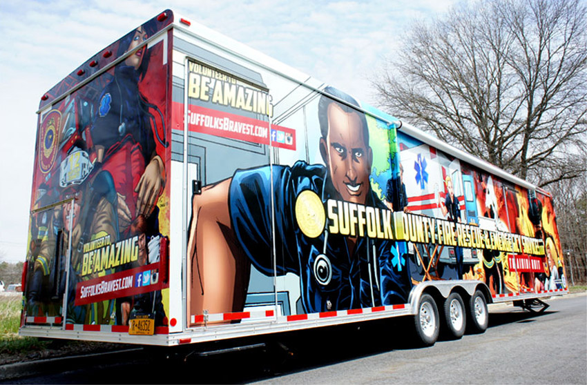 Suffolk FRES trailer wrap with comic book campaign