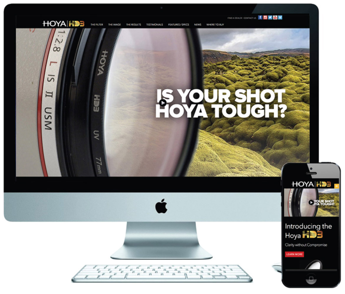 Hoya HD3 website desktop and mobile mockup