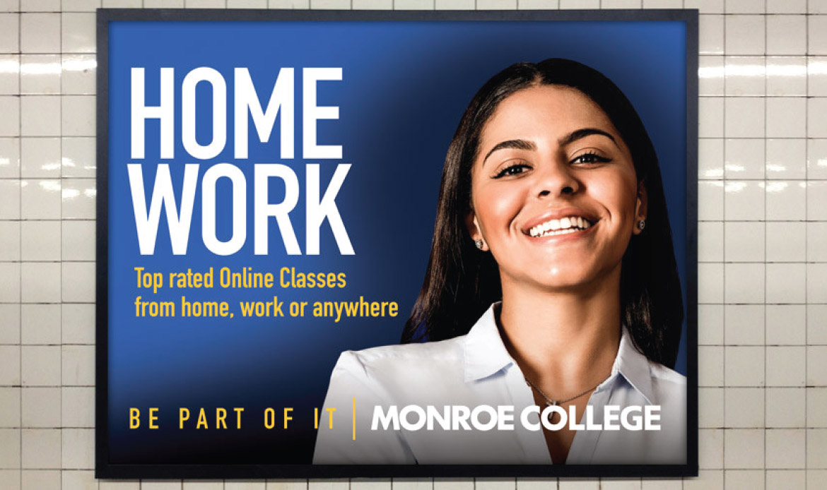 Monroe College subway print ad