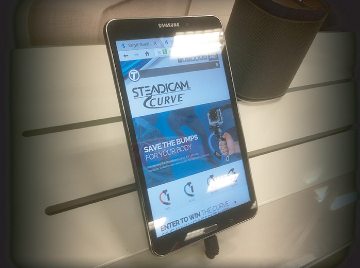 Tiffen Stedicam tablet display of website