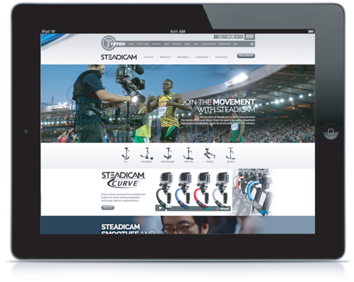 Tiffen Stedicam website iPad mockup