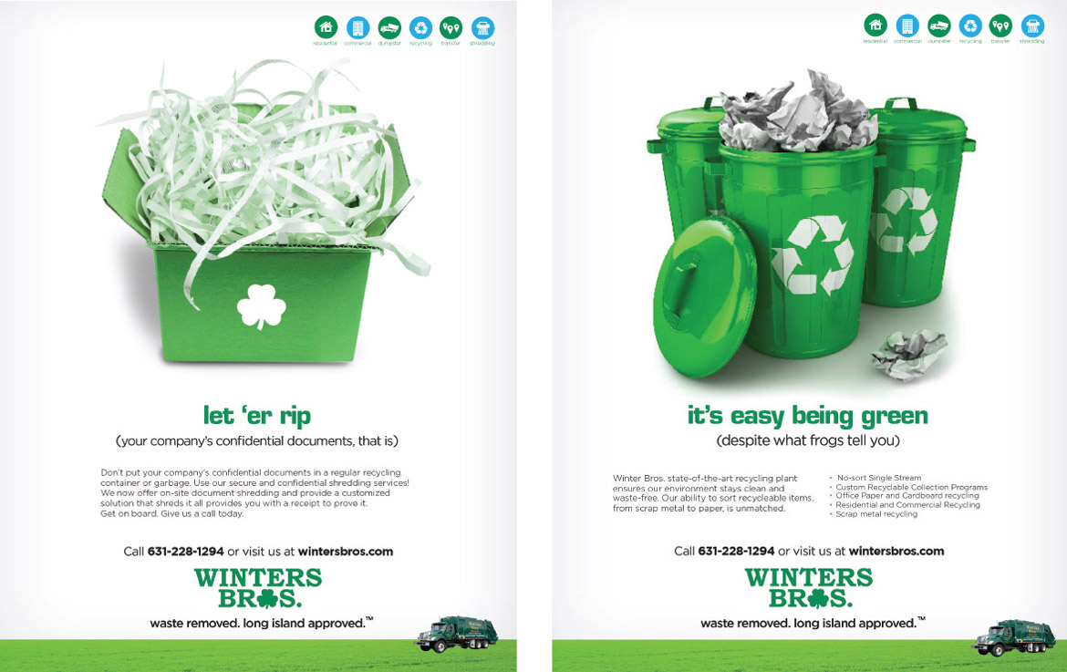 Winters Bros print ads paper shredding and recycling