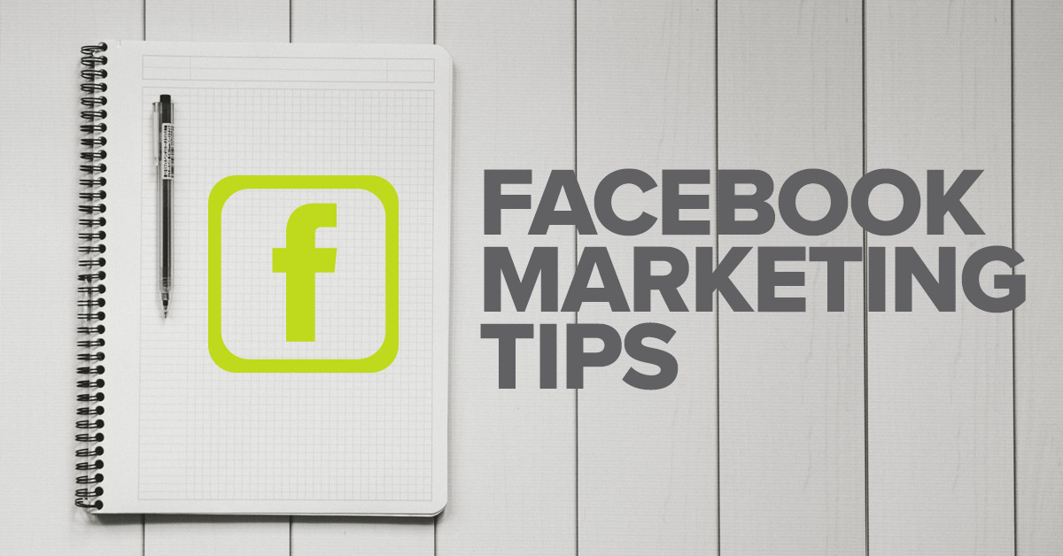 Facebook Marketing Tips with notebook and pen