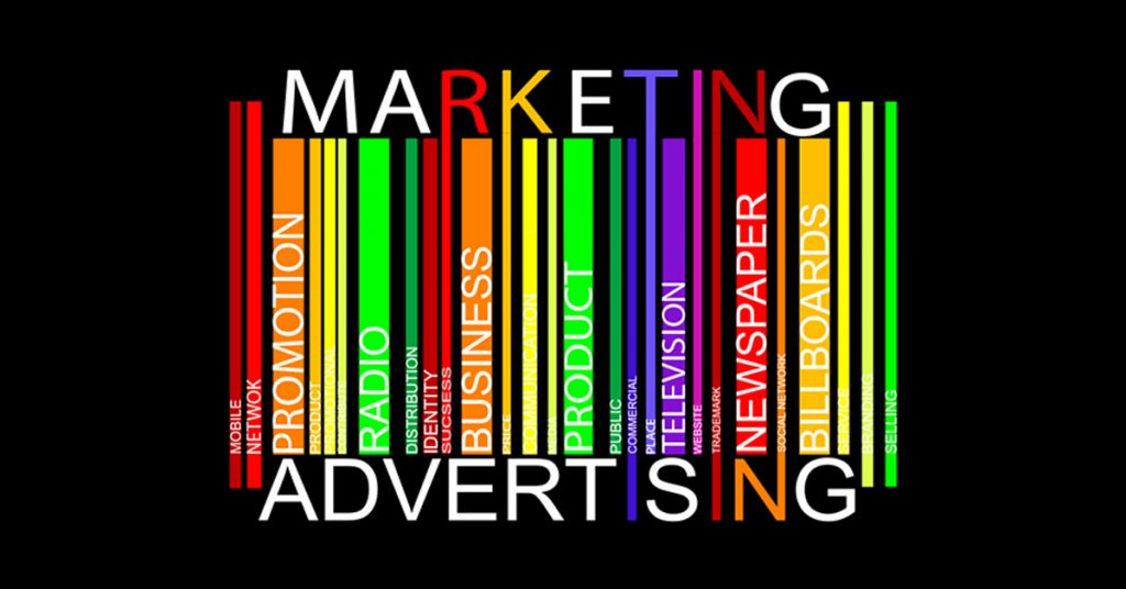 Marketing and Advertising: Mobile, network, promotion, product, radio, distribution, identity, success, business, prive, public, commercial, place, television, website, trademark, newspaper, social network, billboards, selling