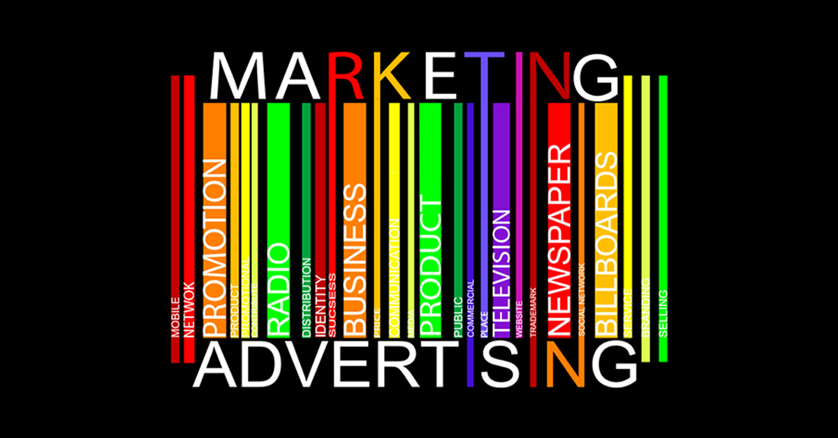Marketing and Advertising: Mobile, network, promotion, product, radio, distribution, identity, success, business, prive, public, commercial, place, television, website, trademark, newspaper, social network, billboards, selling