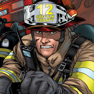 Illustrated drawing of Suffolk County firefighter