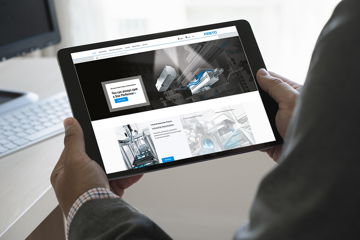 Festo website on an ipad