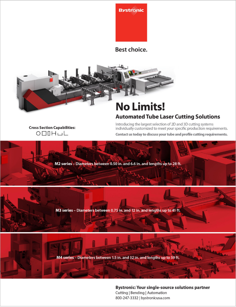 Bystronic advertisement - Automated Tube Laser Cutting Solutions