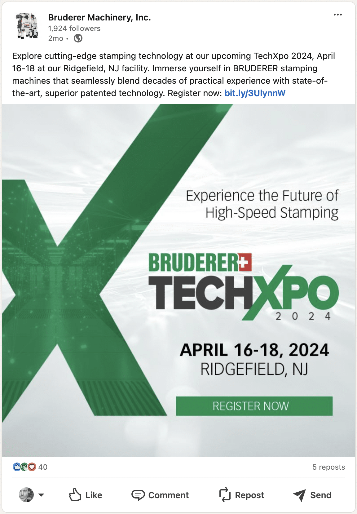 Bruderer Americas TechXpo 2024 LinkedIn Static Ad