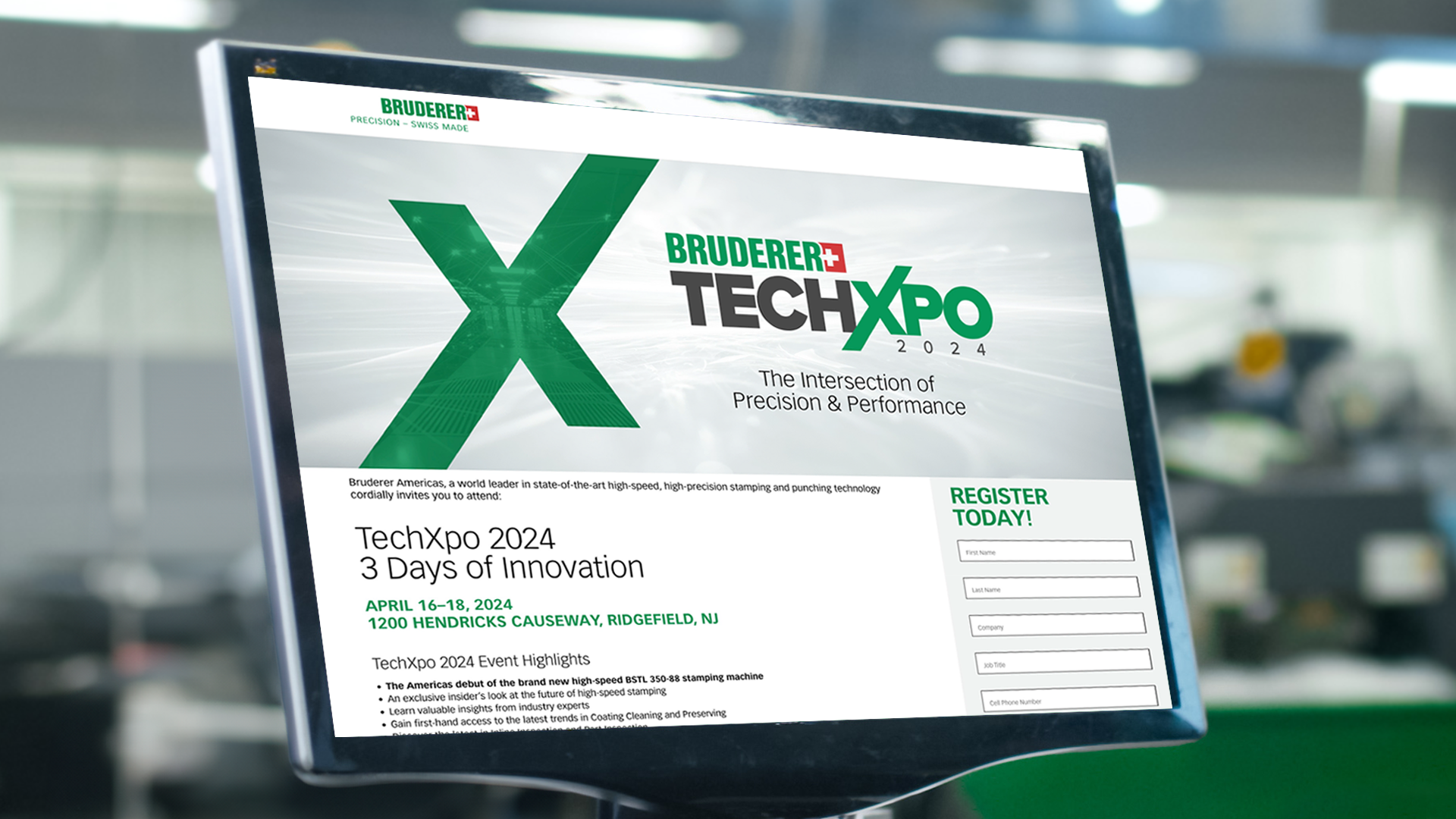 Bruderer TechXpo 2024 Landing Page